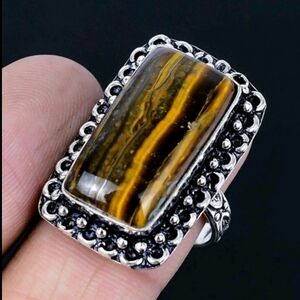 Tiger's Eye Gemstone 925 Sterling Silver Handmade Ring